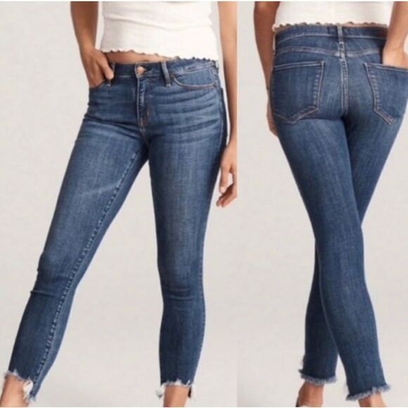 A&F Harper Skinny Low Rise Ankle Jeans with Frayed Hem Size 26/2R - Picture 1 of 7
